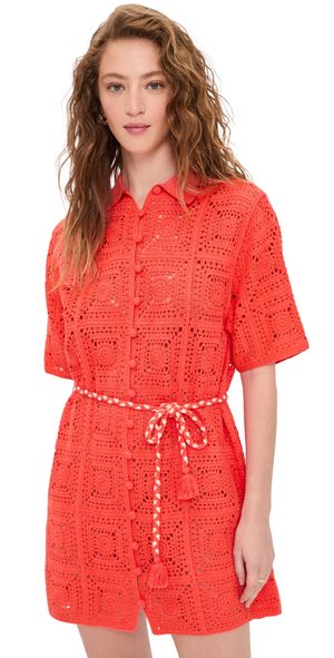 Kivari Brenna Mini Shirt Dress Coral S