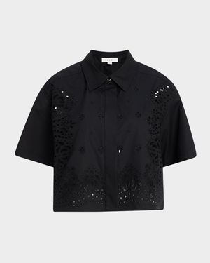 Jade Short-Sleeve Eyelet Top