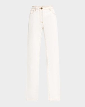 Straight Leg Two-Tone Etch Print Jeans