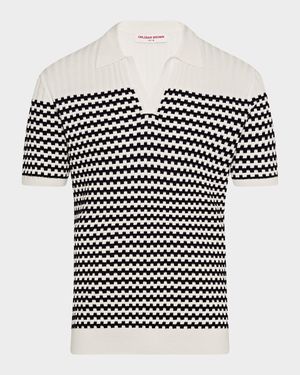 Men's Canet Textured Stripe Organic Cotton Polo Shirt