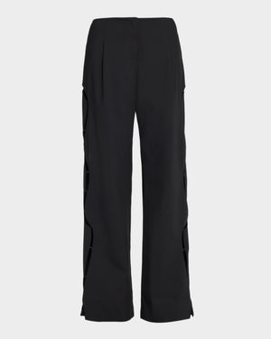 Bitten Cutout Wide-Leg Tailored Trousers