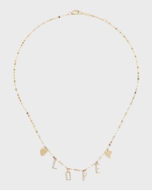 Block Love Necklace with Dangle Hearts