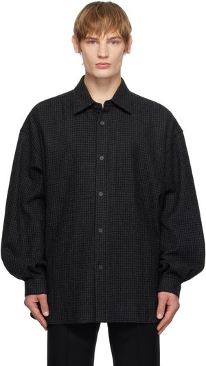 WOOYOUNGMI Black Wool Check Shirt