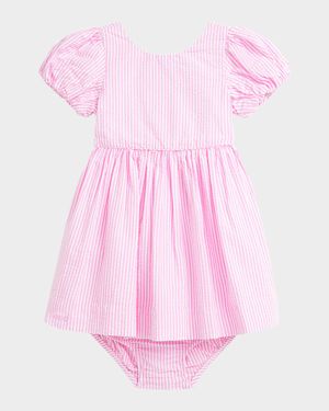Girl's Striped Seersucker Dress, Size 3M-24M