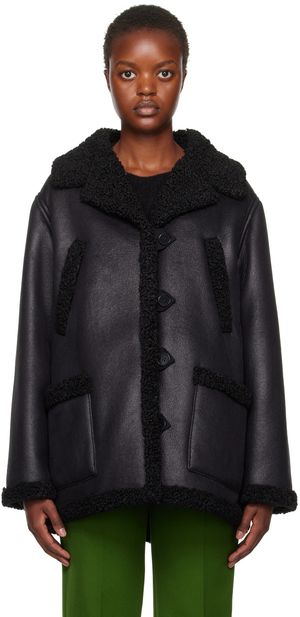 A.P.C. Black Clara Faux-Leather Coat