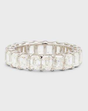 18K White Gold Emerald-Cut Diamond Eternity Band Ring, 6.0tcw