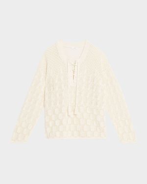Keri Crochet Lace-Up Sweater
