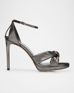 100mm Rosie Shimmer Suede Sandals