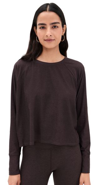 Beyond Yoga Featherweight Daydreamer Pullover Dark Chocolate Heather L
