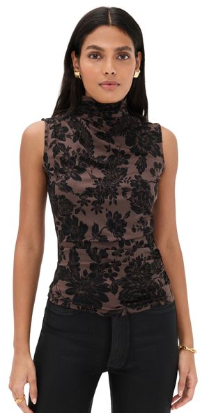 Veronica Beard Jean Mylie Sleeveless Top Dark Lichen/Black L