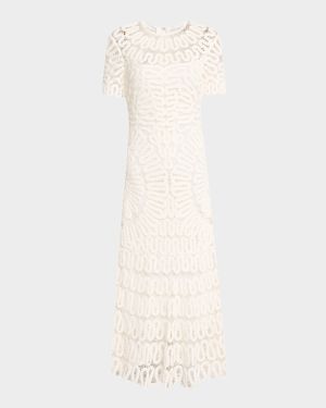 Lorelai Crochet-Embroidered Midi Dress