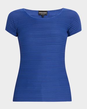 Striped Scoop-Neck Jersey Tee