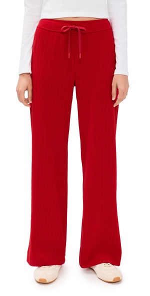 Beyond Yoga Breathe Easy Ribbed Wide Leg Pants Holly Red XL