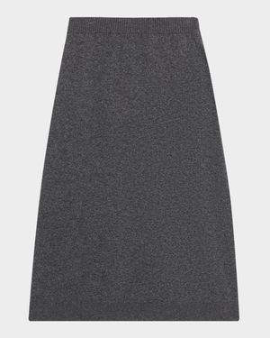 A-Line Double Cashmere Midi Skirt
