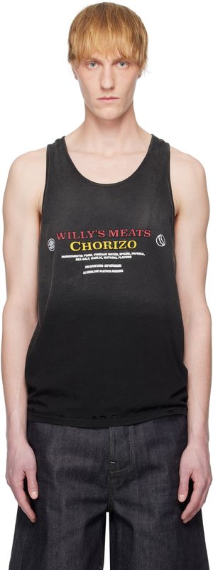 WILLY CHAVARRIA Black 'Chorizo' Destroyed Tank Top
