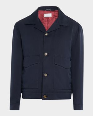 Men's Silk Button-Front Bomber Jacket