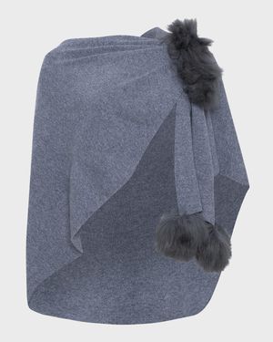 Select Wool Capelet With Lamb Shearling Poms