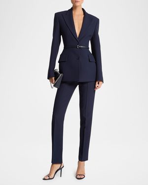 Sculpted Single-Breasted Blazer With Belt