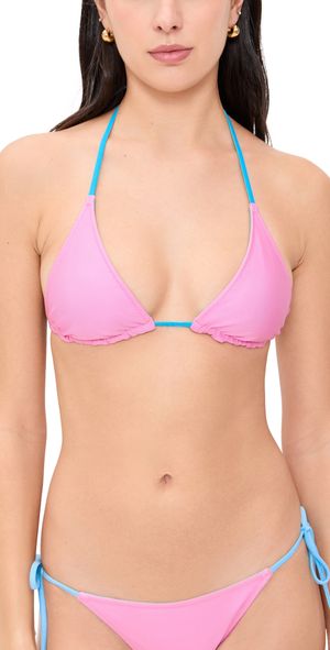 Solid & Striped The Ines Reversible Bikini Top Reversible Bonbon/Ocean Mist L