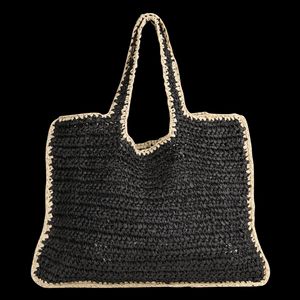 Pieces - Sac cabas en paille - Taille Unique - Noir