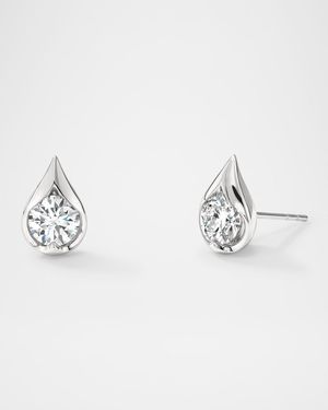 18K Yellow Gold LU Diamond Droplet Stud Earrings