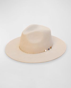 Angele Merino Wool Fedora With Embellished Chain