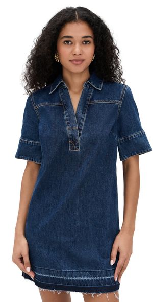 Veronica Beard Jean Felice Dress Let Down Hem Stoned Bright Blue S