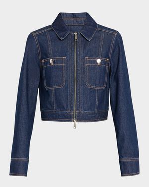 Patty Fitted Zip-Front Denim Jacket