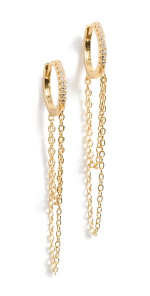 SHASHI Pave Chain Huggies Gold One Size