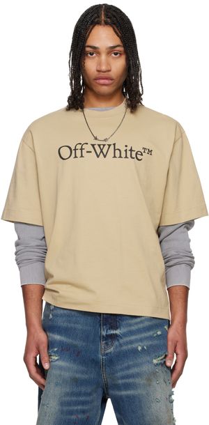 Off-White T-shirt beige de style planchiste à logo surdimensionné