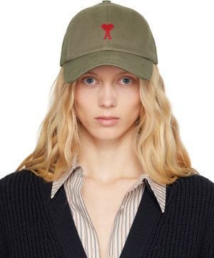 AMI Paris Gray Cotton Ami de Coeur Embroidery Cap