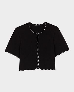 Musselier Stretch Knit Cropped Cardigan