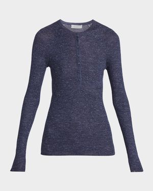 Anges Cashmere Rib Henley Sweater