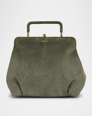 Pleated Suede Shoulder Bag