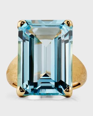 18K Gold Unico Ring with Blue Topaz, Size 7