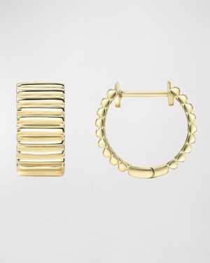 Yellow Gold Thick Notched Huggie Earrings