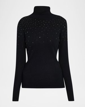 Cashmere Rhinestone Turtleneck Sweater