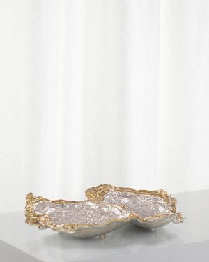 Double Oyster Gold Silver Enamel Decor