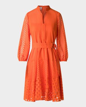 Polka Dot Organzino Belted Shirt Dress
