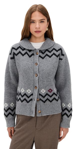 Damson Madder Cecily Collar Cardigan Grey 16