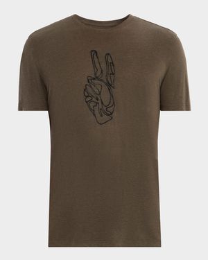 Men's Cording Peace Sign Crewneck T-Shirt