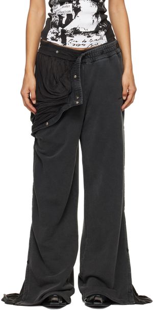 Y/Project Pantalon de survêtement gris à panneau à boutons-pression