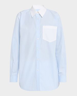 Oversized Striped Cotton Boyfriend Shirt