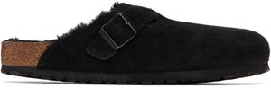 Birkenstock Black Regular Boston Shearling Suede Slip-on Loafers