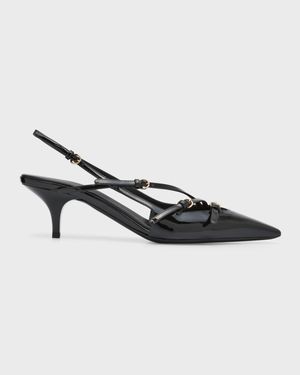 Patent Buckle-Trio Slingback Pumps