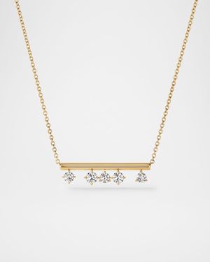 18K Yellow Gold Barre Floating Diamond Pendant Necklace