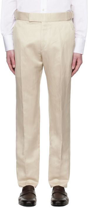 TOM FORD Beige Silk Linen Twill Atticus Trousers