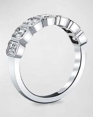 18K White Gold 7 Stone Band with Bezel Set Emerald Cut Diamonds, 2.30ct