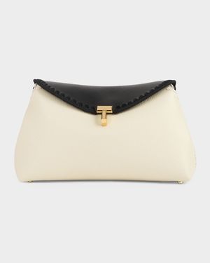 T-Lock Embroidered Leather Clutch Bag