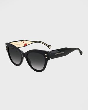 Two-Tone Polka-Dot Acetate Cat-Eye Sunglasses